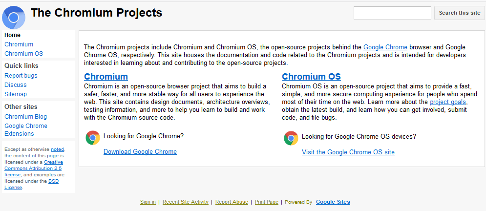 谷歌chromium项目的官网